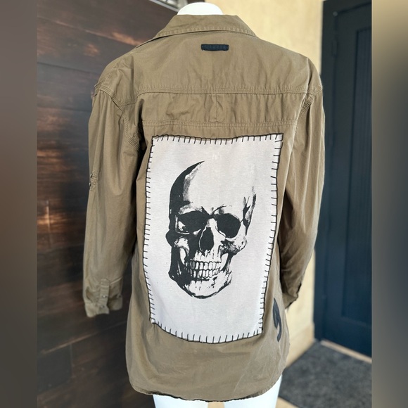 Upcycled Marc Ecko Skull Shacket - Green, Size Men's M - Picture 3 of 13
